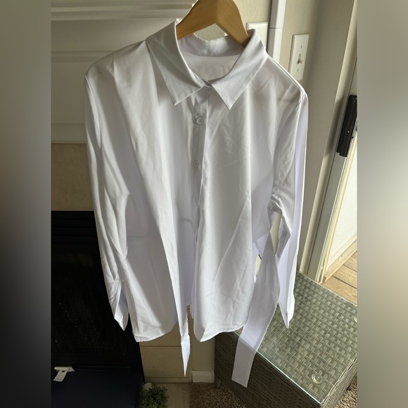 NWT Commense Button-Down Tied Long Shirt – White, Size Large - Picture 7 of 15